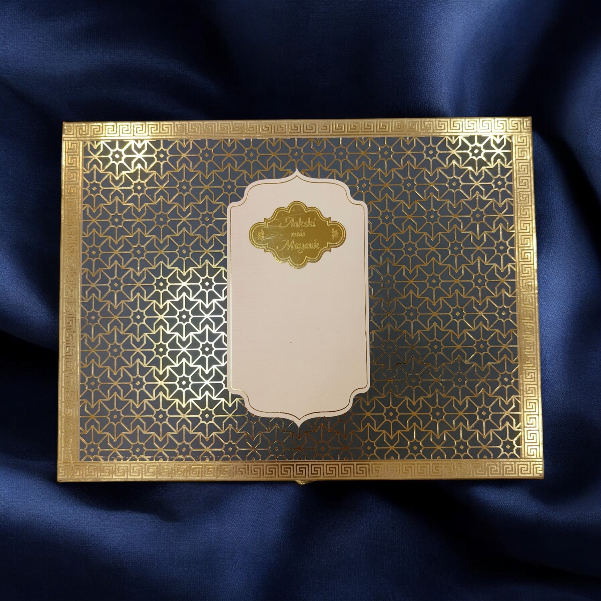 KL9042B Glittering Gold Textured Design Luxury MDF Gift Wedding Box with 2 Printed Card Inserts (2 Jars)-Kalash Cards