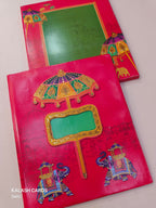 KL0167 Umbrella Elephant Design Hardboard Padding Thick Wedding Card with 2 Inserts and Envelope-Kalash Cards