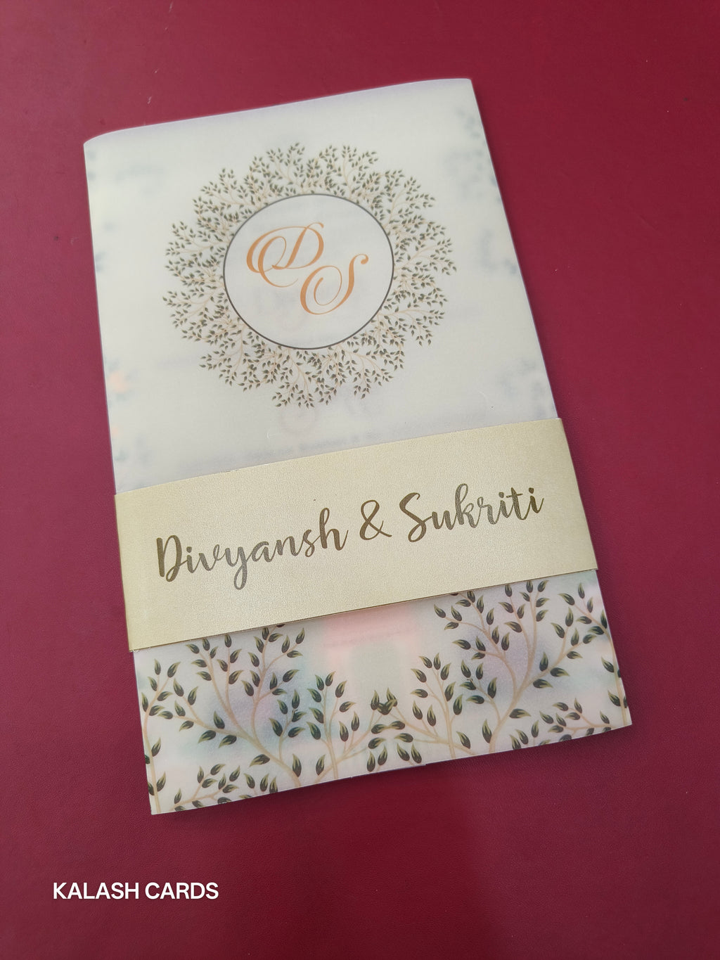 KL2162 Translucent Cover Luxury Wedding Card (2 Page)-Kalash Cards