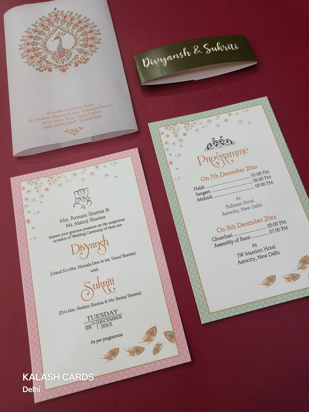 KL2124 Translucent Cover Luxury Wedding Card (2 Page)-Kalash Cards