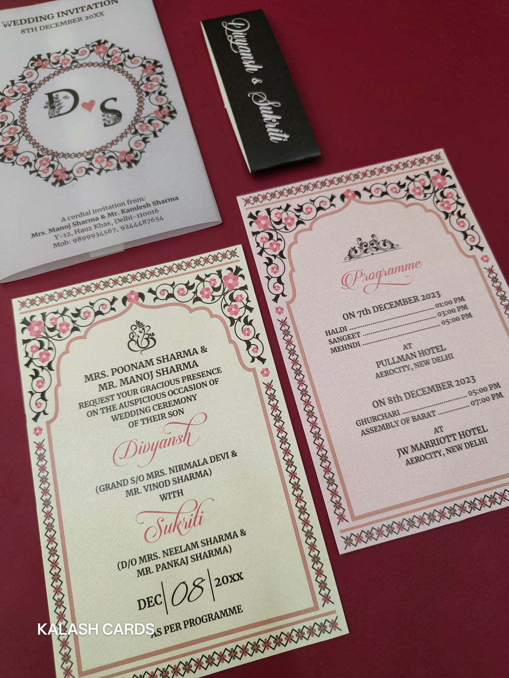 KL2141 Translucent Cover Luxury Wedding Card (2 Page)-Kalash Cards