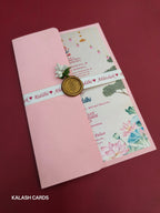 KL2226 Minimal Floral Design Wedding Card with Flower Seal and Band (1 Page)-Kalash Cards