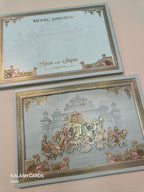 KLB520 Pastel Green Royal Barat Theme Laser Cut Work Hardboard Padding Thick Wedding Card (2 Thick Page)-Kalash Cards