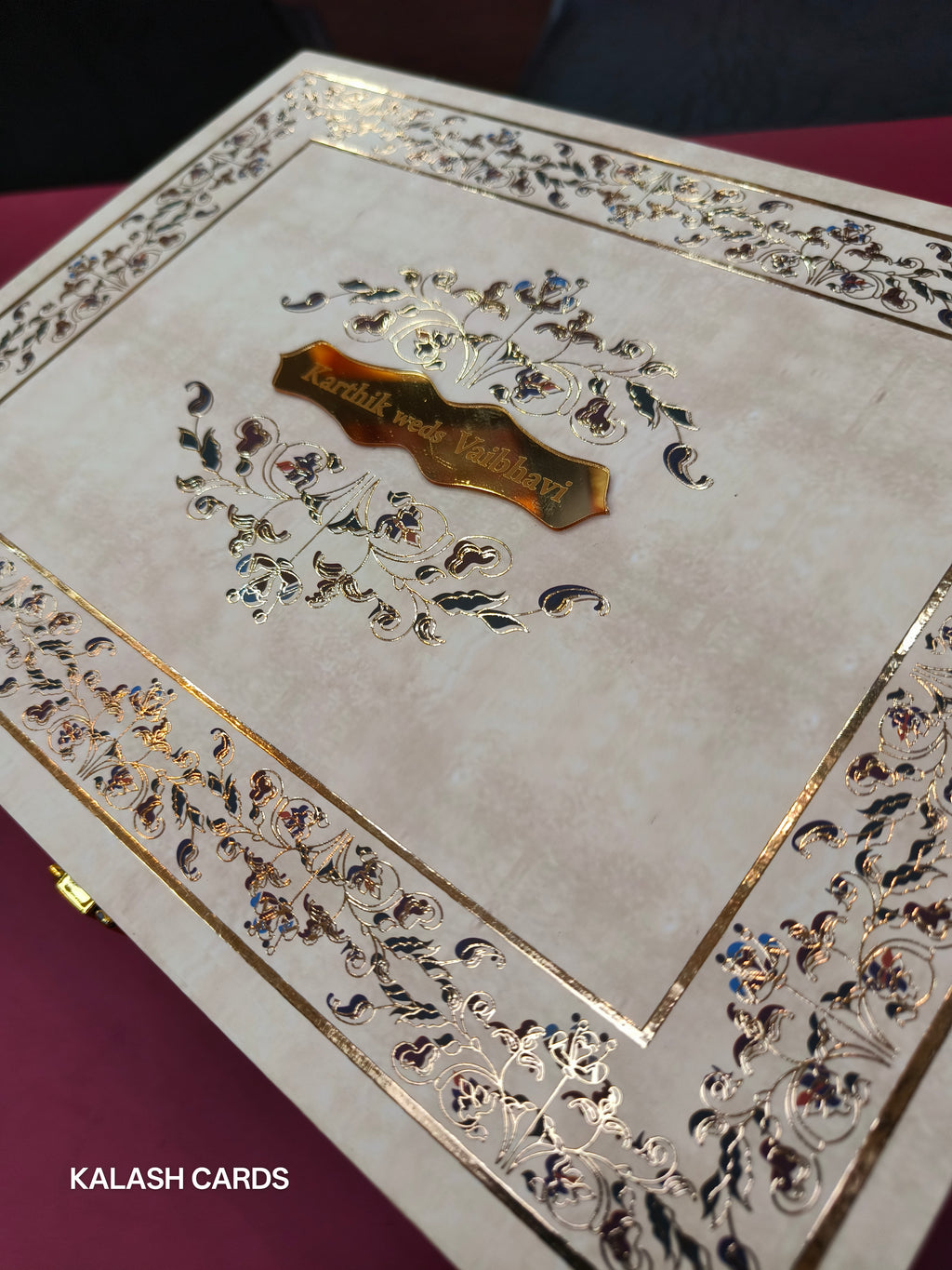 KL9083 Exclusive Floral Border Design Luxury Gift Box with 2 Page Translucent Cover Card (2 Jars)-Kalash Cards