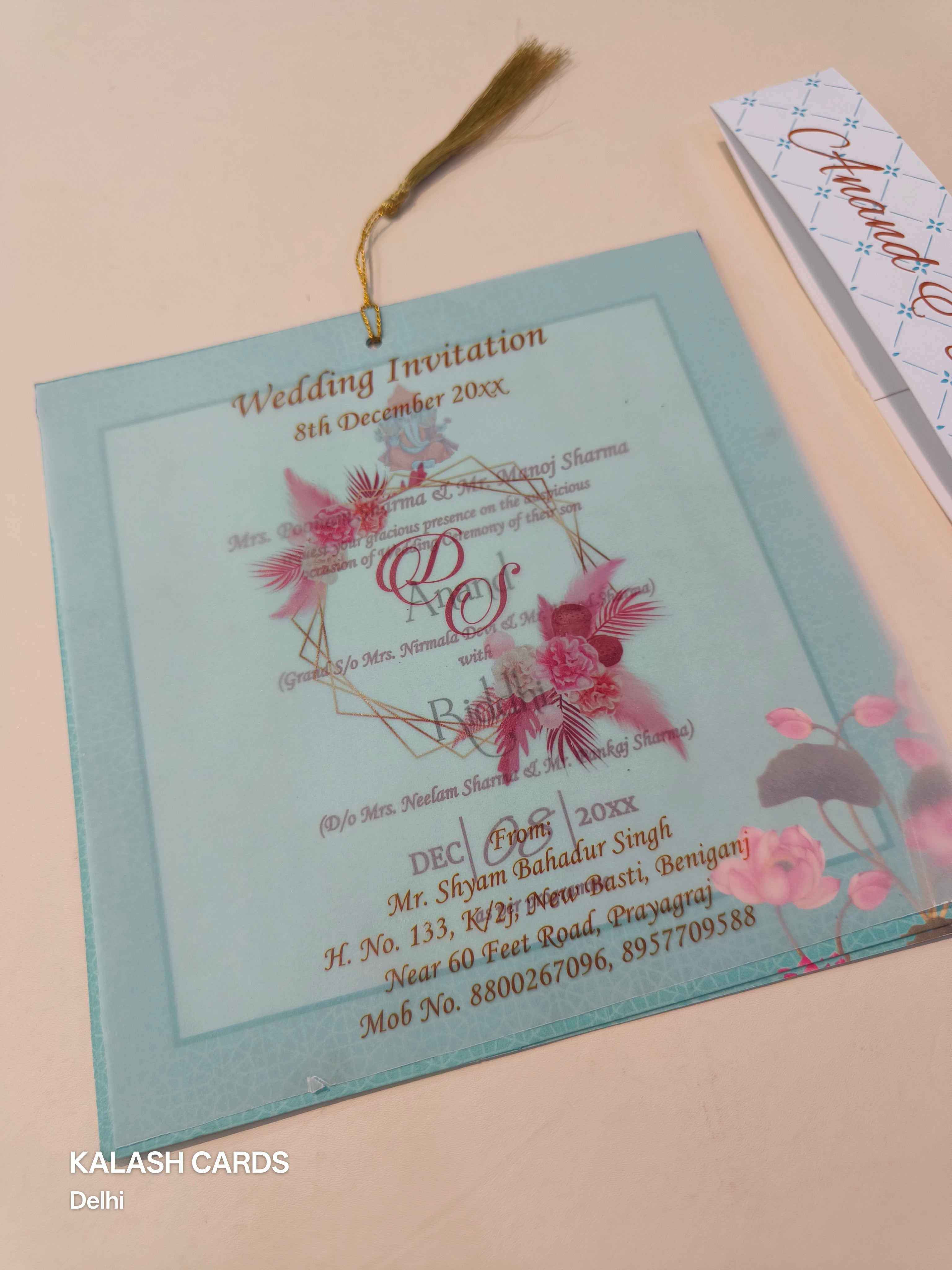 KL1807 Translucent Cover Luxury Wedding Card (2 Page)-Kalash Cards