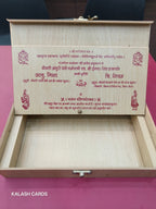 KL9004 Lasercut Luxury Wooden Gift Box with 2 Page Card and Lasercut Couple Name-Kalash Cards
