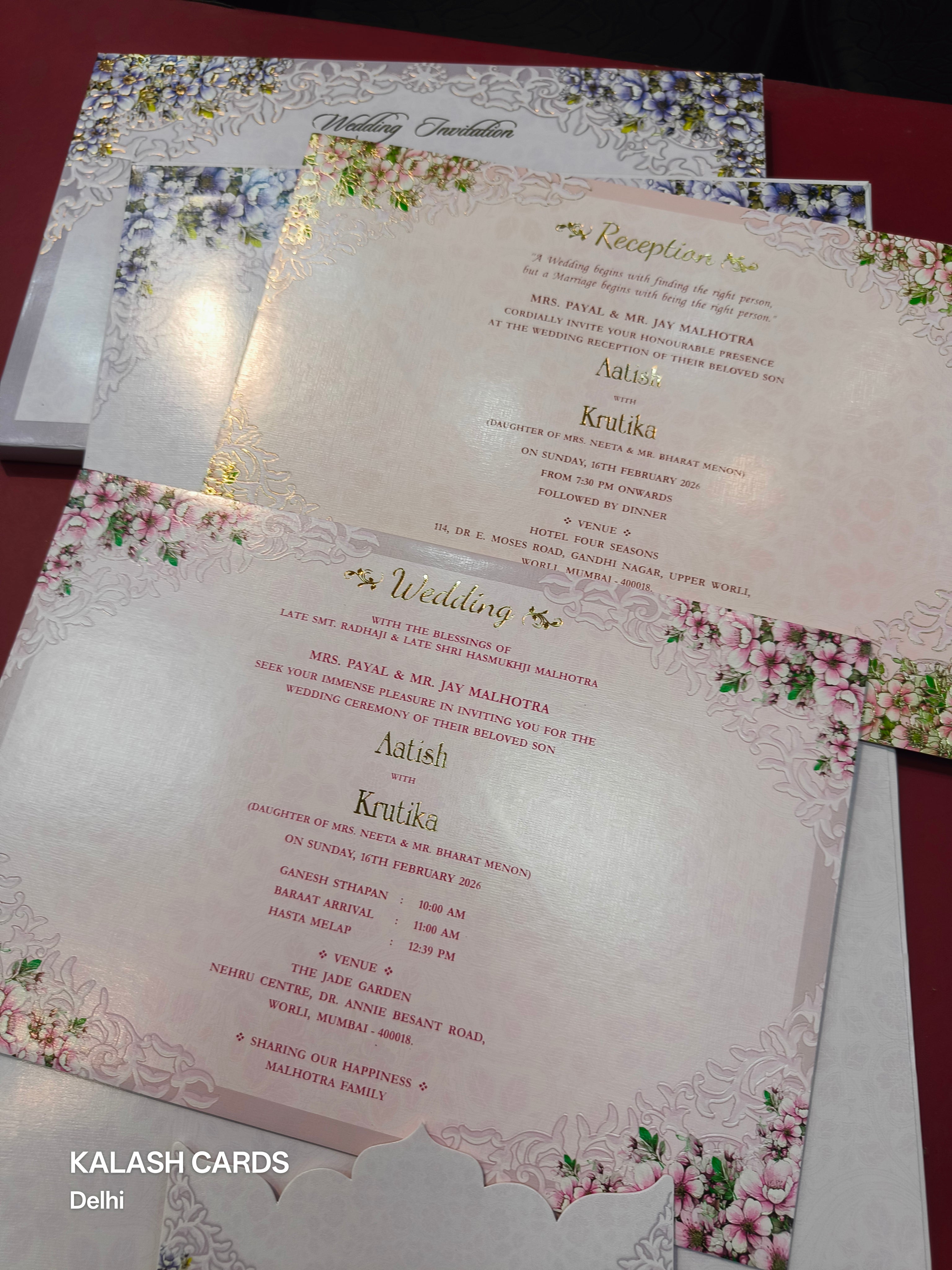 KLB521 Shubh Mandap Theme Laser Cut Work Hardboard Padding Thick Wedding Card (2 Thick Page)-Kalash Cards