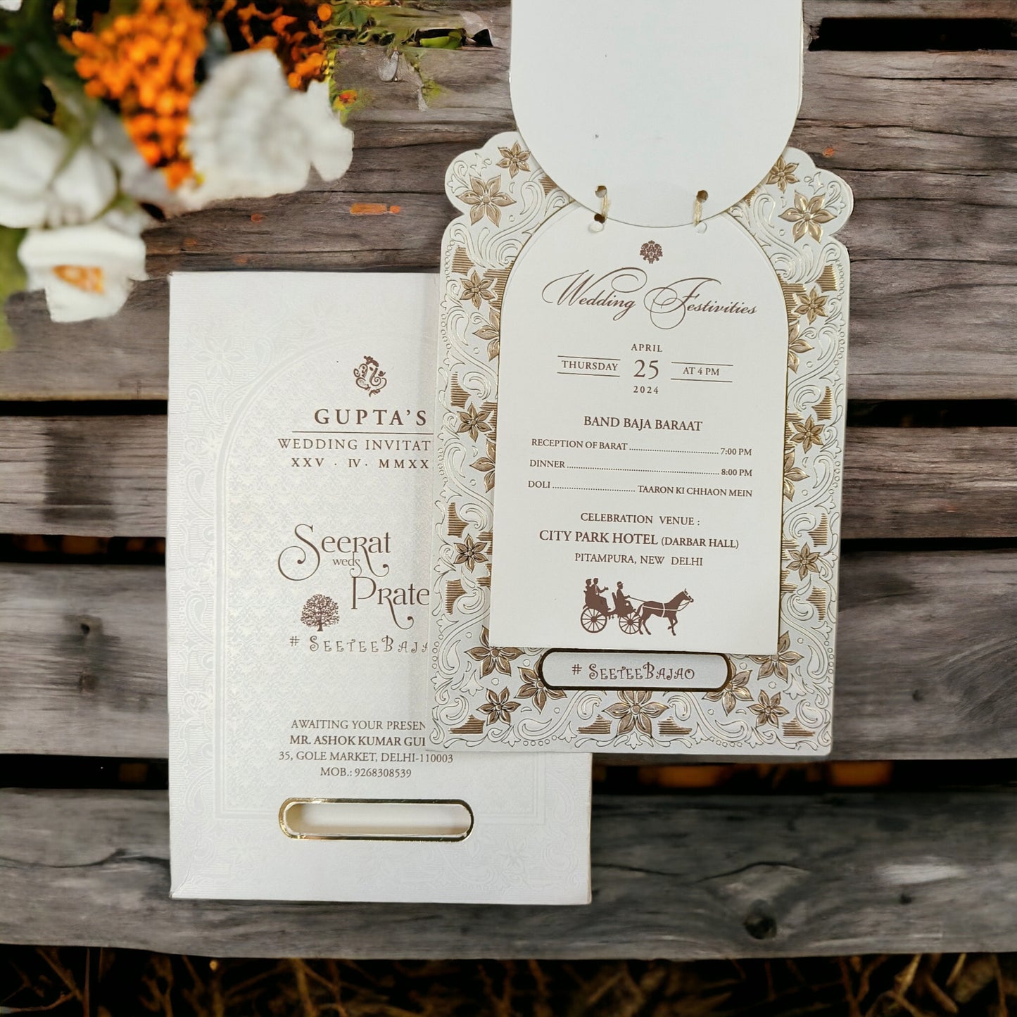 KLB572 Semi Box Paper Wedding Card with 2 Inserts & 1 Transparent Insert-Kalash Cards