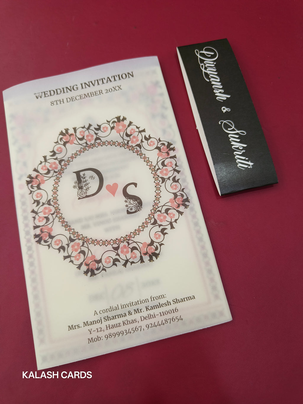 KL2141 Translucent Cover Luxury Wedding Card (2 Page)-Kalash Cards