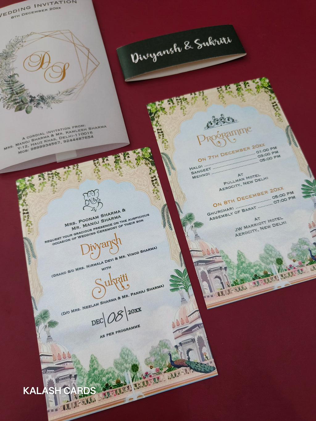 KL2212 Translucent Cover Luxury Wedding Card (2 Page)-Kalash Cards