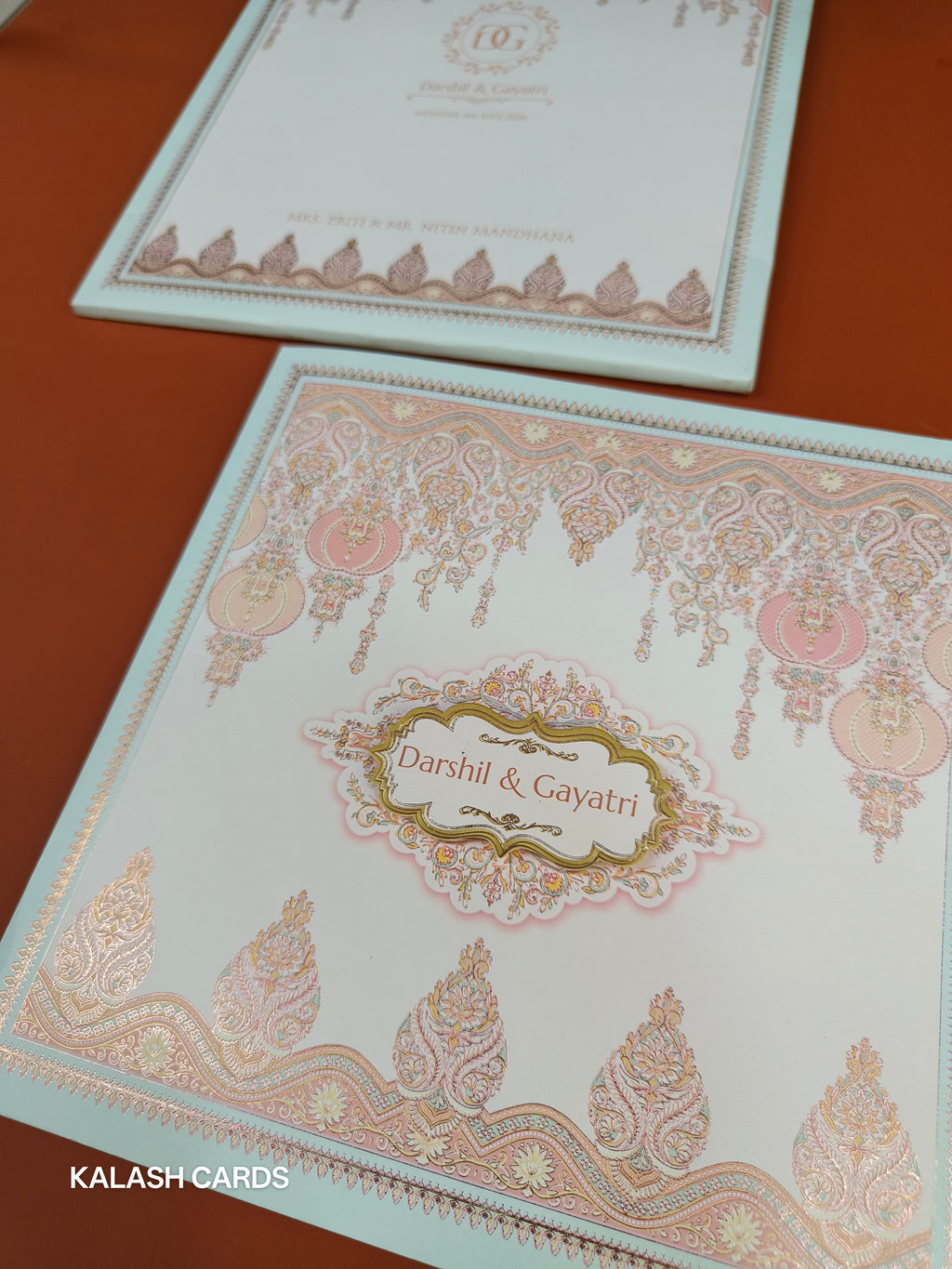 KLB508 Pastel Floral Paisley Theme Semi Box Wedding Card (2 Page)-Kalash Cards