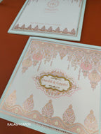 KLB508 Pastel Floral Paisley Theme Semi Box Wedding Card (2 Page)-Kalash Cards