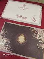 KLB538 Elegant Floral Design Hardboard Padding Thick Wedding Card (2 Page)-Kalash Cards
