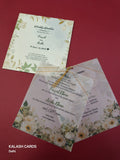 KL2190 Floral Design Translucent Wedding Card (2 Page) - Pack of 10 Qty-Kalash Cards