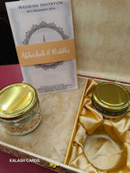 KL9083 Exclusive Floral Border Design Luxury Gift Box with 2 Page Translucent Cover Card (2 Jars)-Kalash Cards