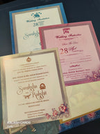KLB577 Raja Rani Design Blue Paper Wedding Card (2 Page)-Kalash Cards