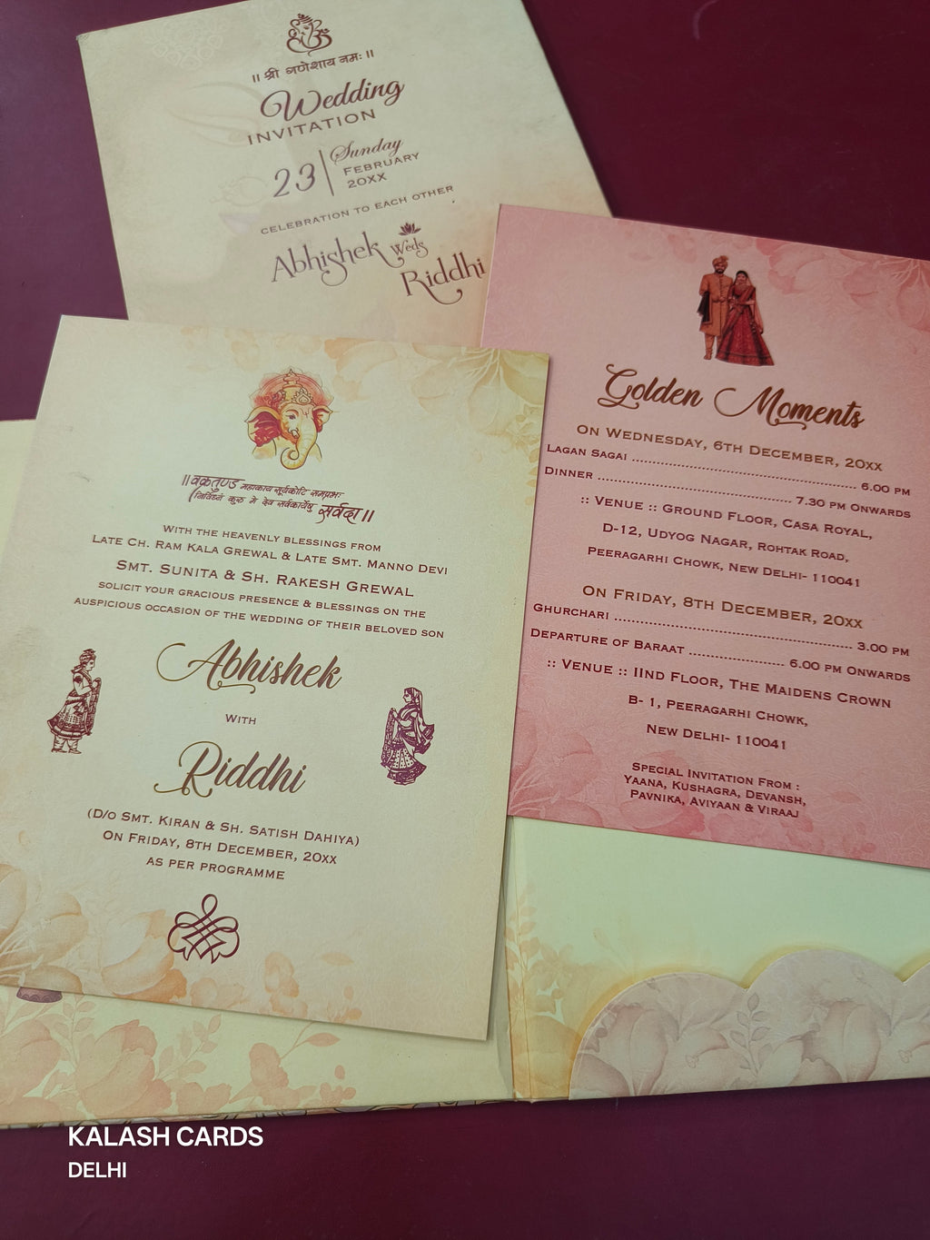 KL0831 Dulha Dulhan Design Thick Wedding Card (2 Page)-Kalash Cards