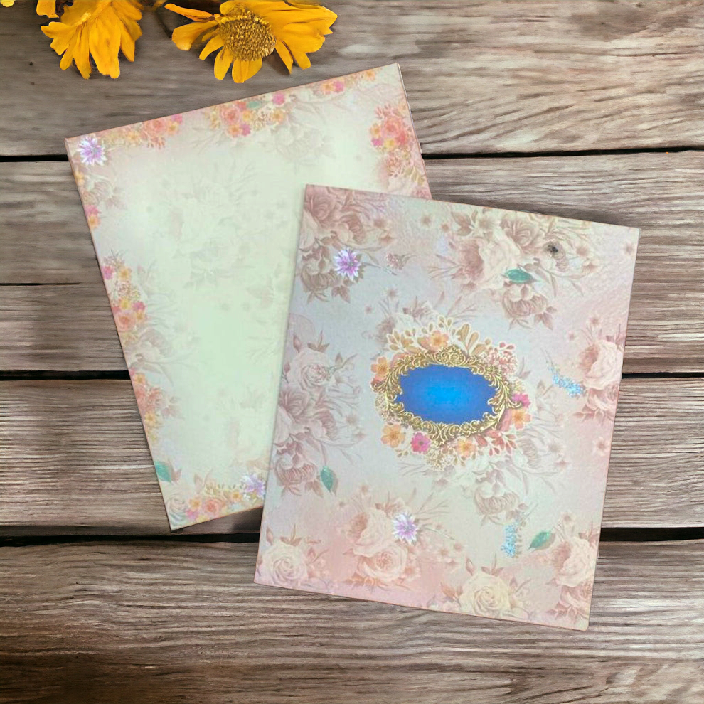 KL0149 Floral Semi Box Paper Wedding Card-Kalash Cards