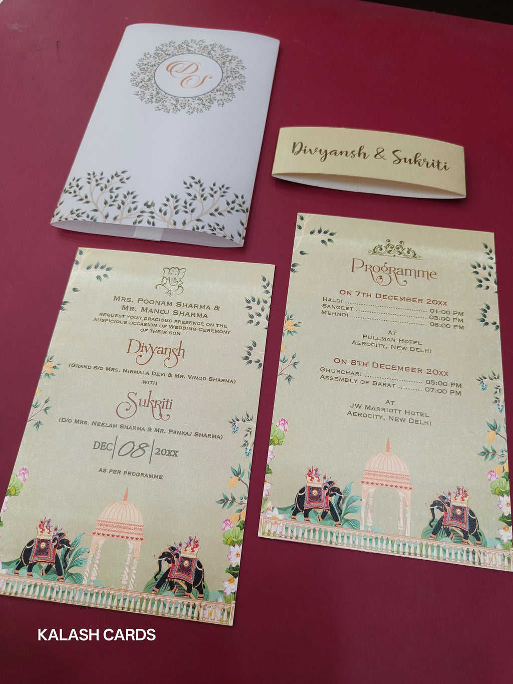 KL2162 Translucent Cover Luxury Wedding Card (2 Page)-Kalash Cards