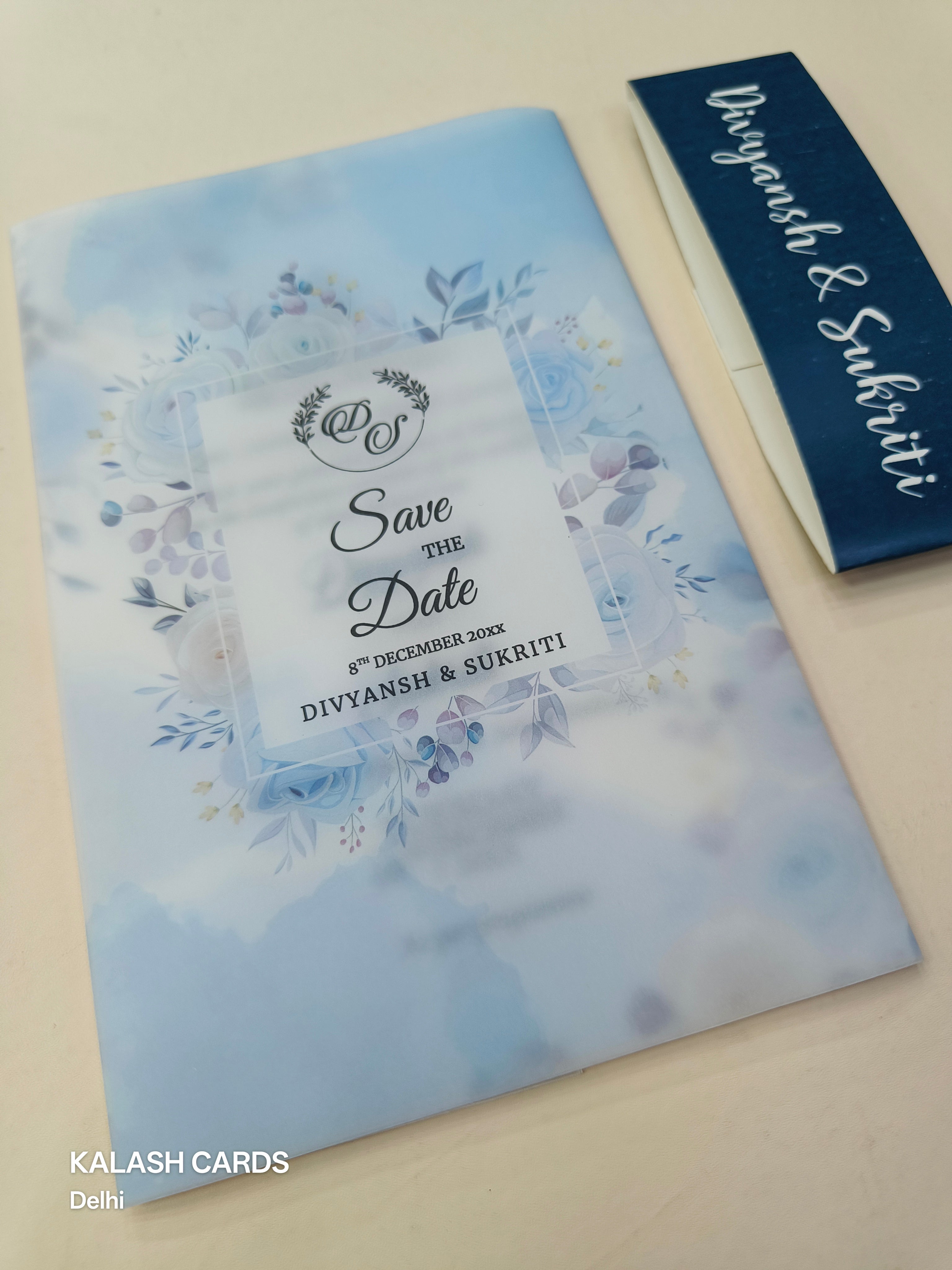 KL2126 Translucent Cover Luxury Wedding Card (2 Page)-Kalash Cards