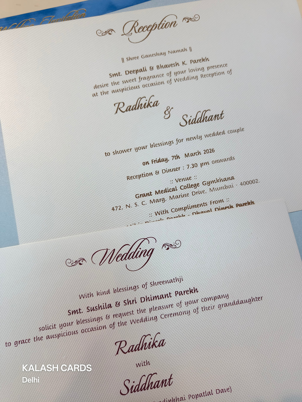 KLB506 Royal Floral Theme Velvet Hardboard Padding Thick Wedding Card (2 Page)-Kalash Cards
