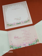 KLB503 Pastel Pink Lotus Theme Semi Box Wedding Card (2 Page)-Kalash Cards