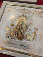KLB525 Elephant Wedding Barat Theme Laser Cut Work Hardboard Padding Thick Wedding Card (2 Thick Page)-Kalash Cards