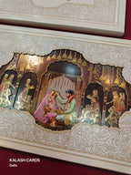 KLB524 Royal Mandap Theme Laser Cut Work Hardboard Padding Thick Wedding Card (2 Thick Page)-Kalash Cards