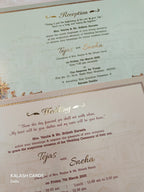 KLB518 Royal Fort Theme Glitter Gold Laser Cut Work Hardboard Padding Thick Wedding Card (2 Thick Page)-Kalash Cards
