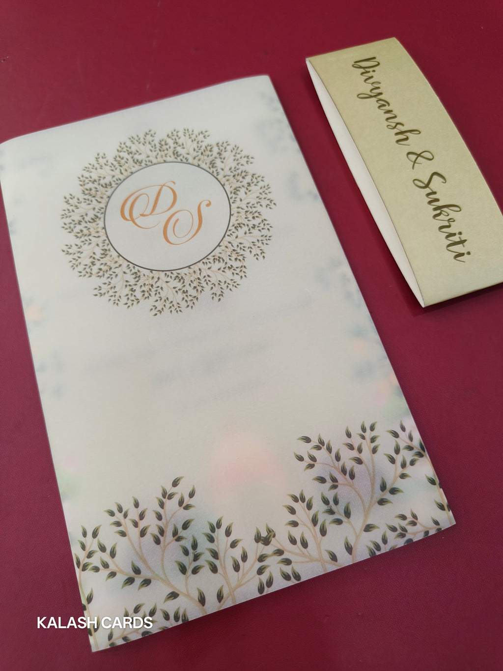 KL2162 Translucent Cover Luxury Wedding Card (2 Page)-Kalash Cards