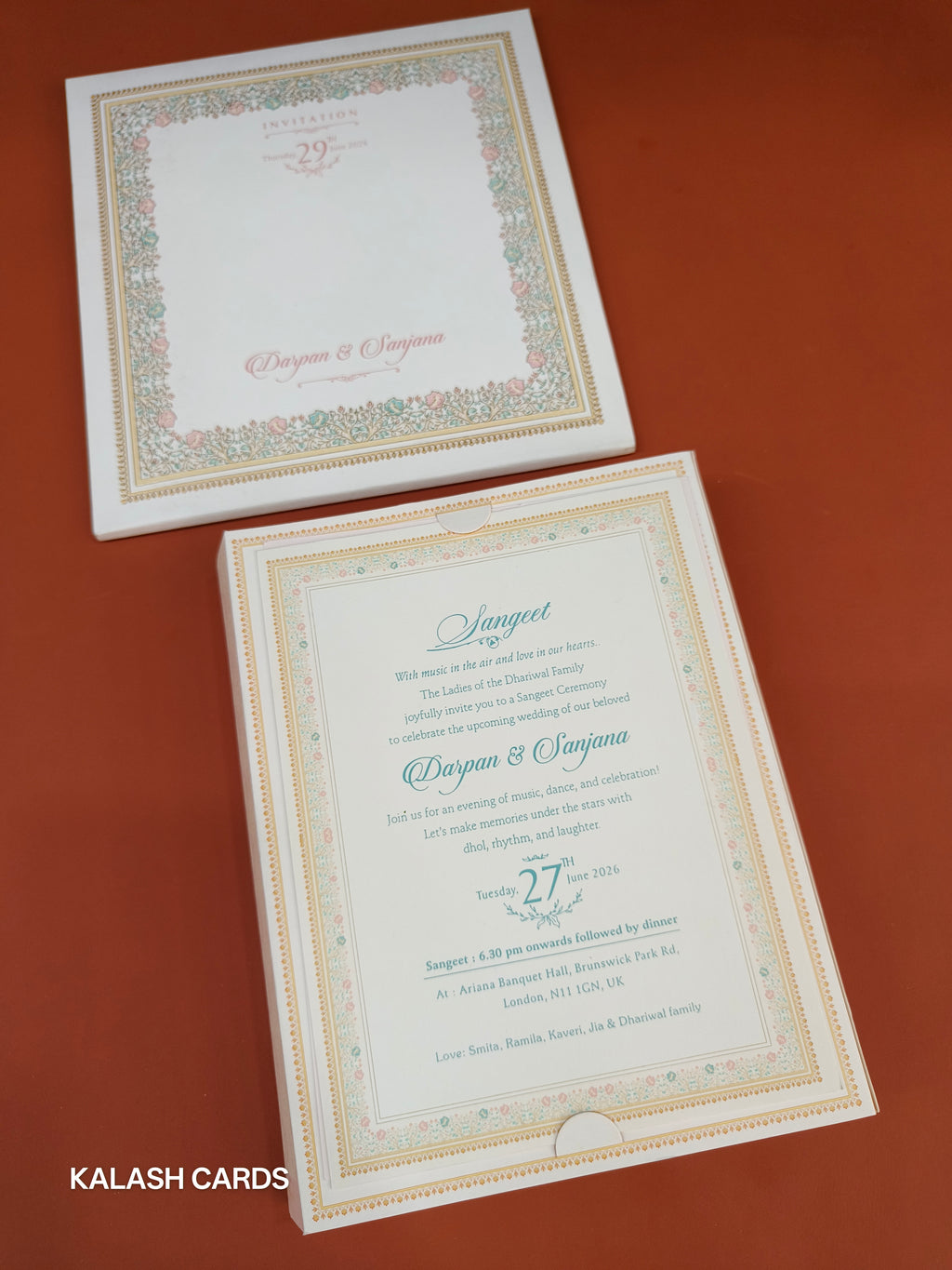 KLB565 Dulha Dulhan Floral Frame 3D Popup Semi Box Wedding Card (2 Page)-Kalash Cards