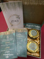 KL9084 Exclusive Floral Border Design Luxury Gift Box with 2 Page Translucent Cover Card (2 Jars)-Kalash Cards