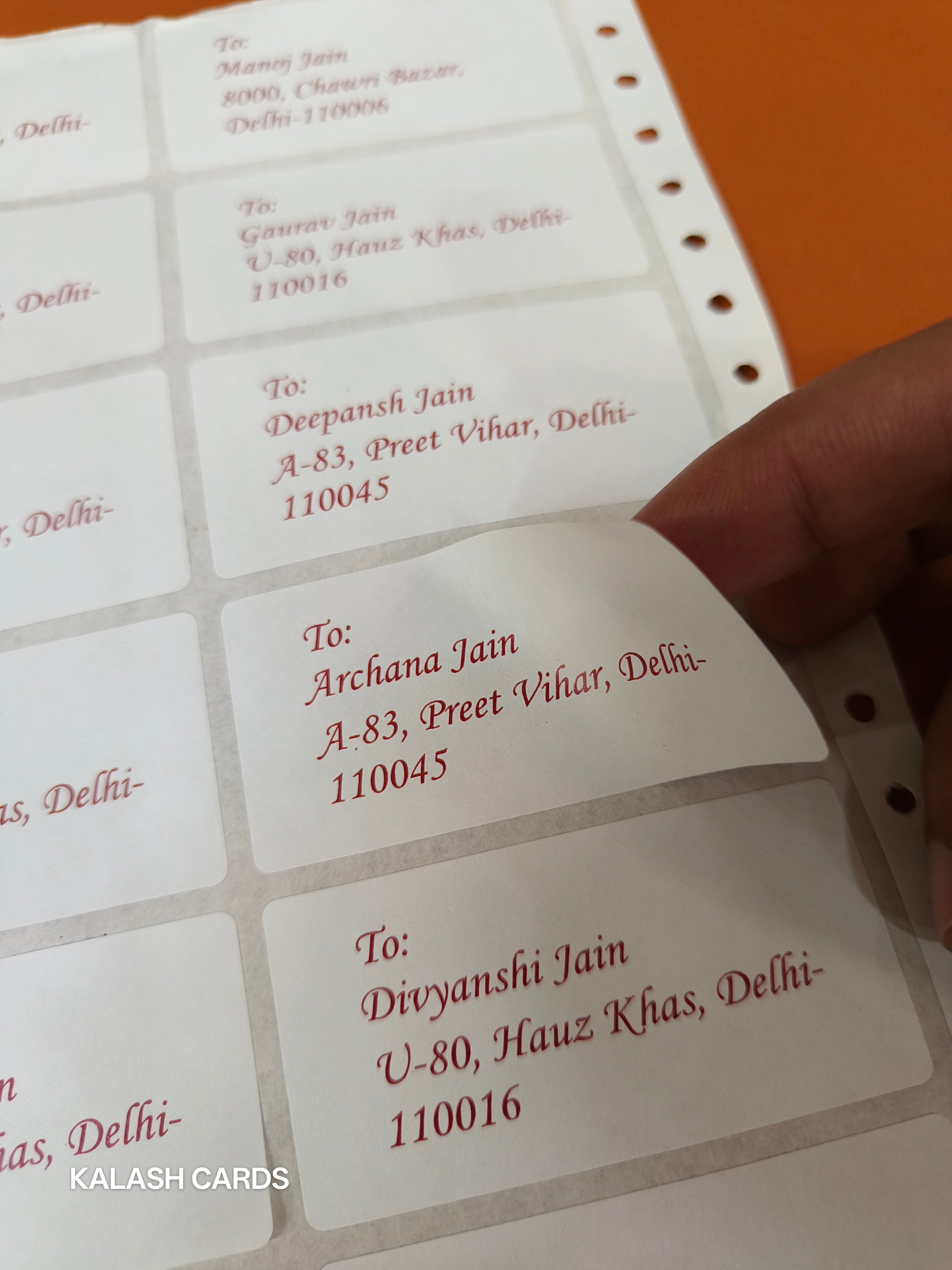Printed Name Stickers from Excel Sheet (50 Qty)-Kalash Cards