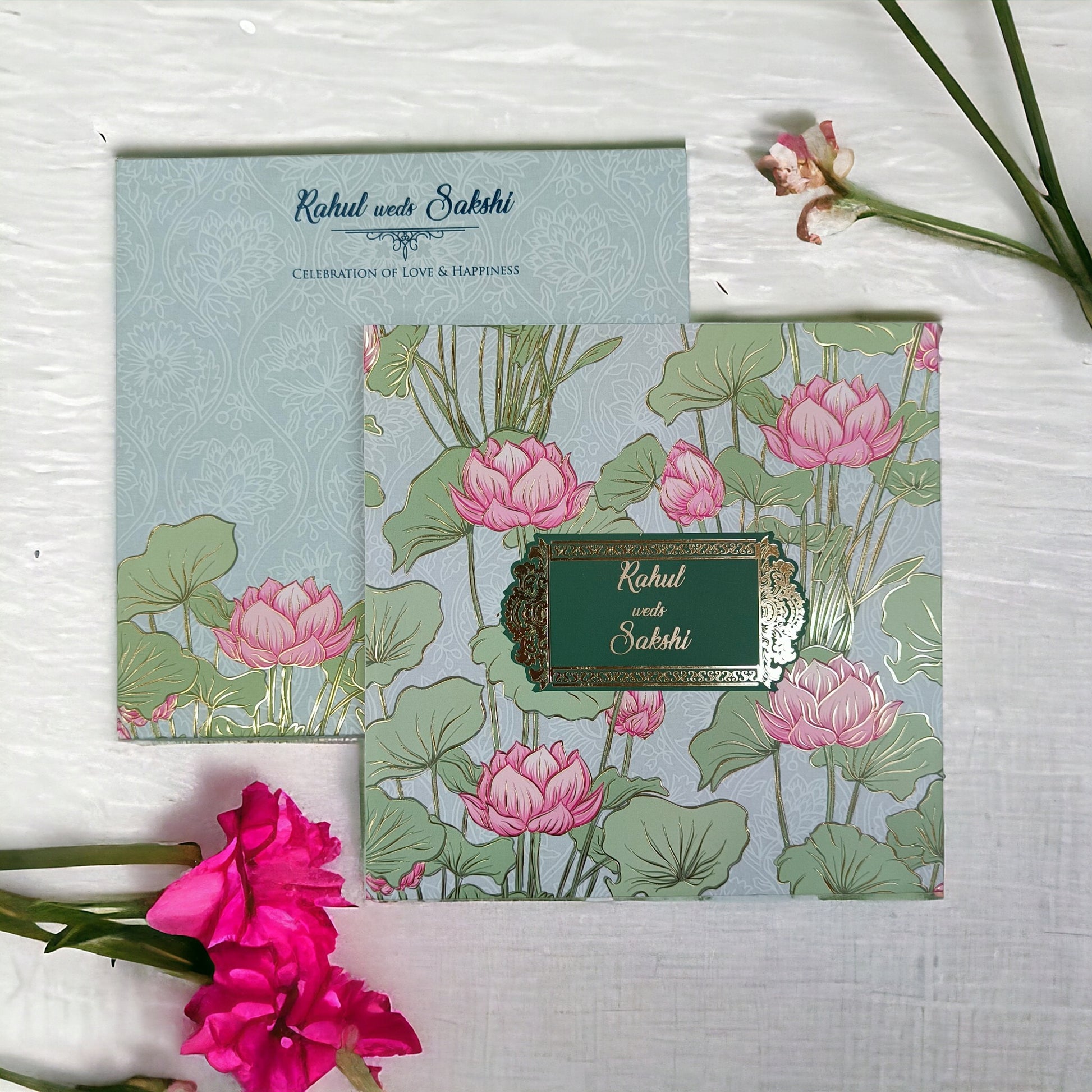 KLB553 Floral Design Luxury Thick Wedding Card-Kalash Cards