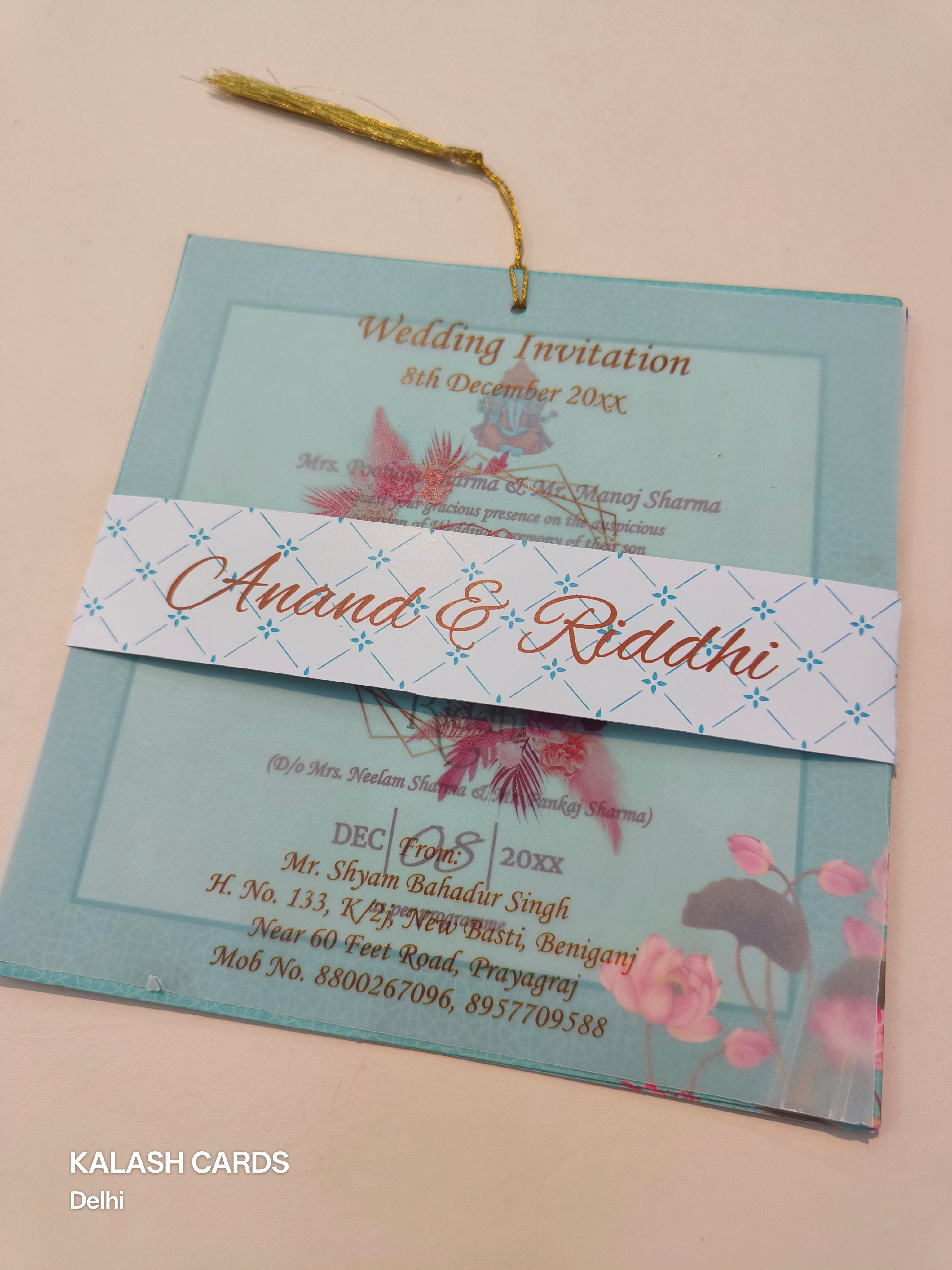 KL1807 Translucent Cover Luxury Wedding Card (2 Page)-Kalash Cards