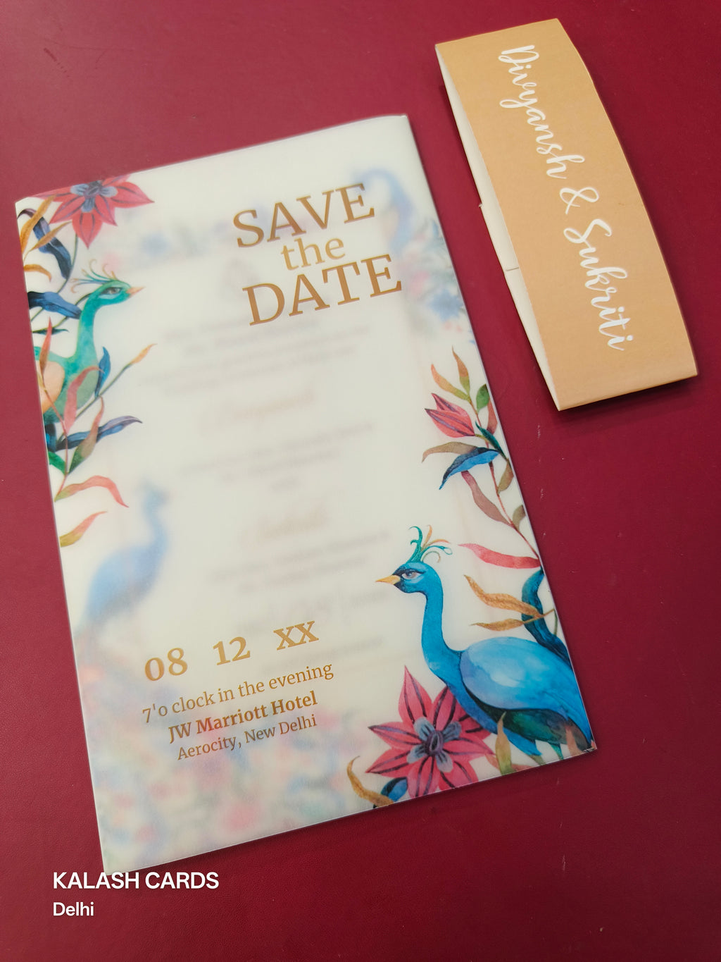 KL2097 Translucent Cover Luxury Wedding Card (2 Page)-Kalash Cards