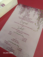 KL2153 Luxury Translucent Scroll Wedding Card with Matching Box Cover and Personalised Band-Kalash Cards