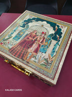 KL9005 Raja Rani Design Luxury Gift Box with 2 Printed Page Cards (4 Jars)-Kalash Cards