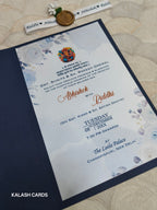 KL2126 Minimal Floral Design Wedding Card with Flower Seal and Band (1 Page)-Kalash Cards