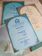 KLB533 Elegant Peacock Theme Semi Box Paper Wedding Card (2 Page)-Kalash Cards