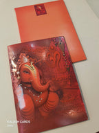 KL0641 Ganesh Semi Box Paper Wedding Card (2 Page)-Kalash Cards