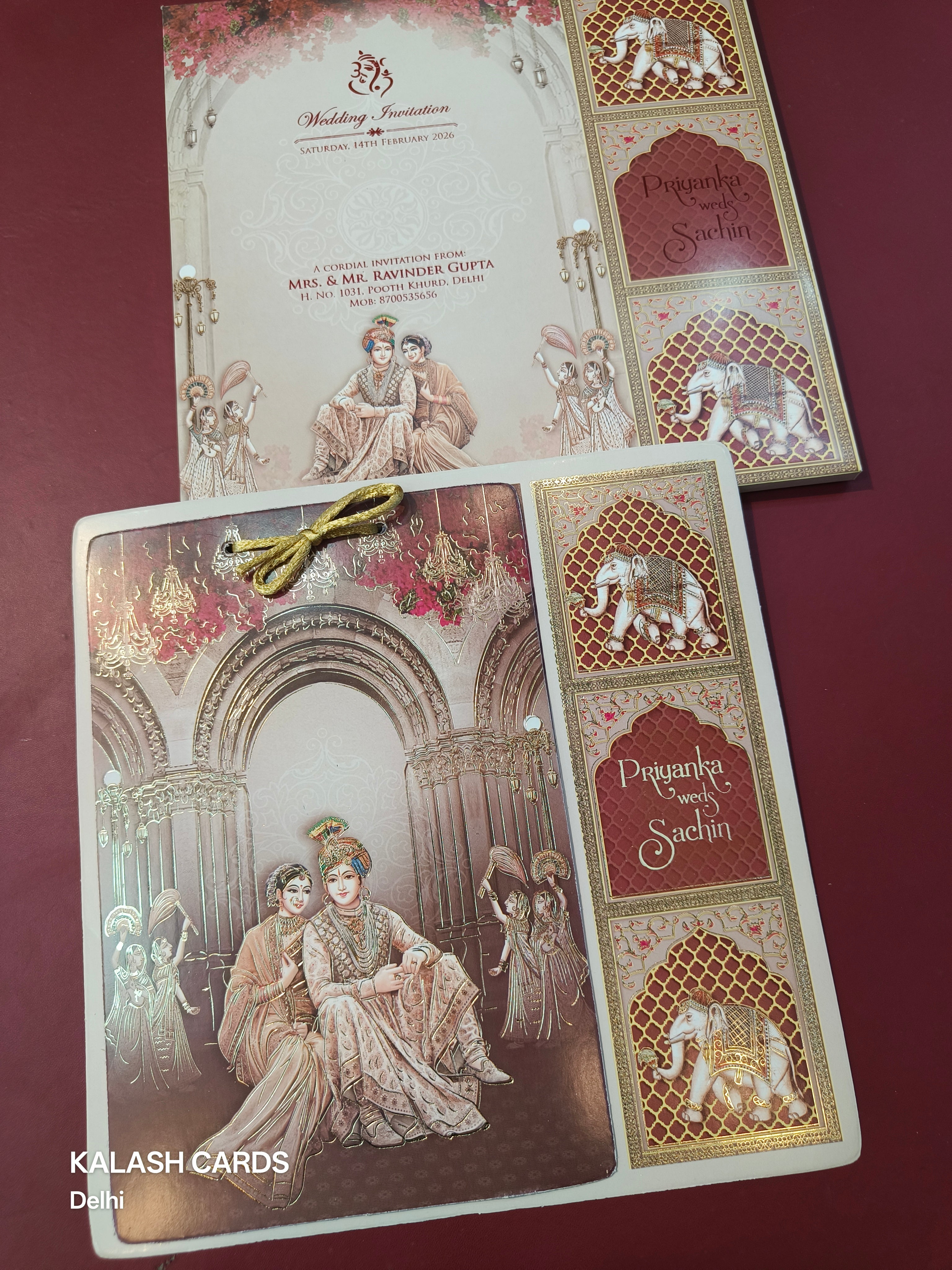 KLB594 Raja Rani Design Paper Wedding Card (1 Cover & 2 Page)-Kalash Cards