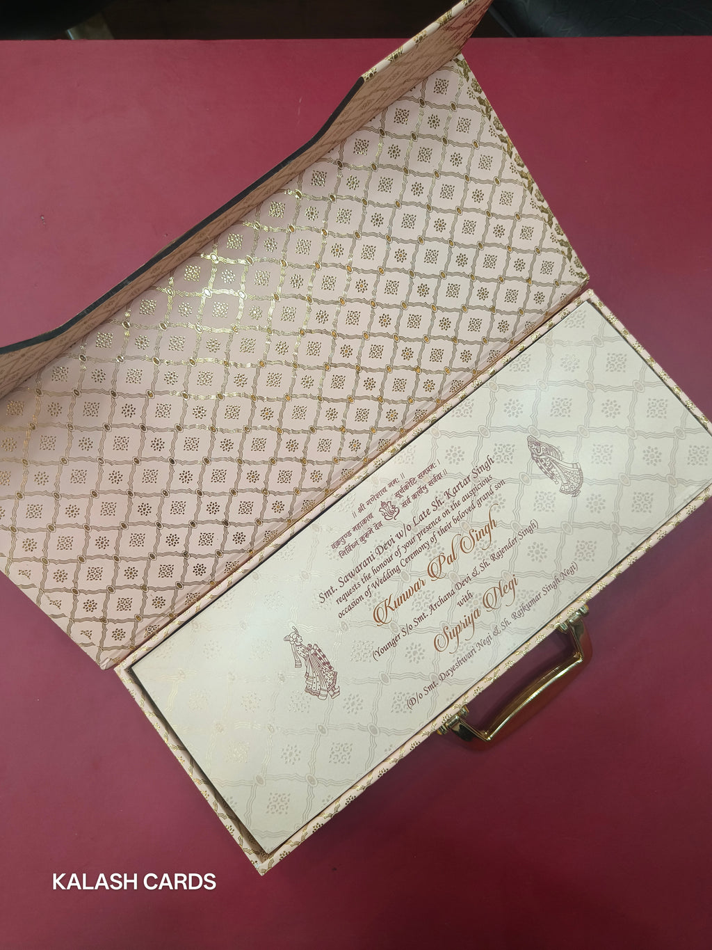 KL9027 Luxury Suitcase Style MDF Gift Box with Handle and 2 Page Cards (3 Jars)-Kalash Cards