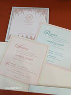 KLB508 Pastel Floral Paisley Theme Semi Box Wedding Card (2 Page)-Kalash Cards