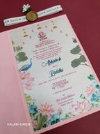 KL2226 Minimal Floral Design Wedding Card with Flower Seal and Band (1 Page)-Kalash Cards