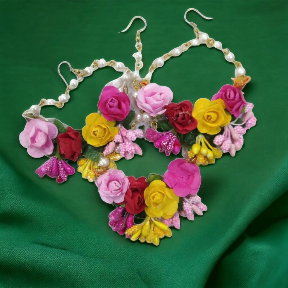 Multicolour Flower Jewellery Set-Kalash Cards