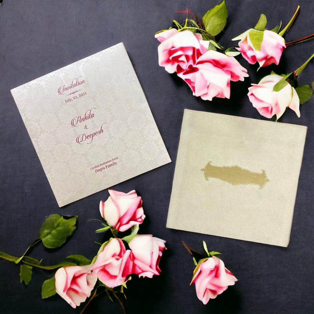 KL9017 Velvet Fabric Thick Luxury Wedding Card - Kalash Cards