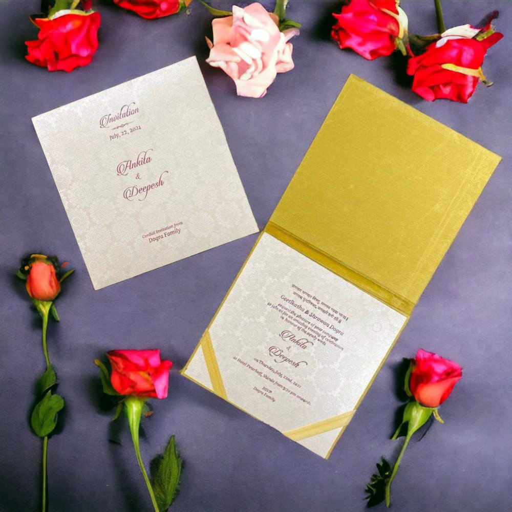 KL9017 Velvet Fabric Thick Luxury Wedding Card - Kalash Cards