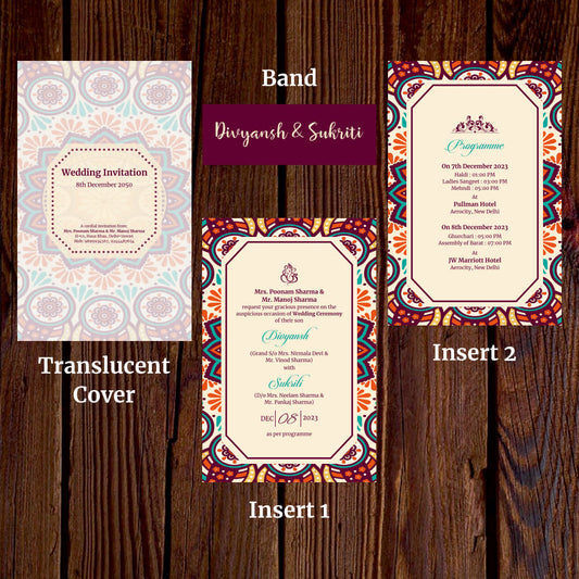 KL2026 Translucent Cover Luxury Wedding Card - Kalash Cards