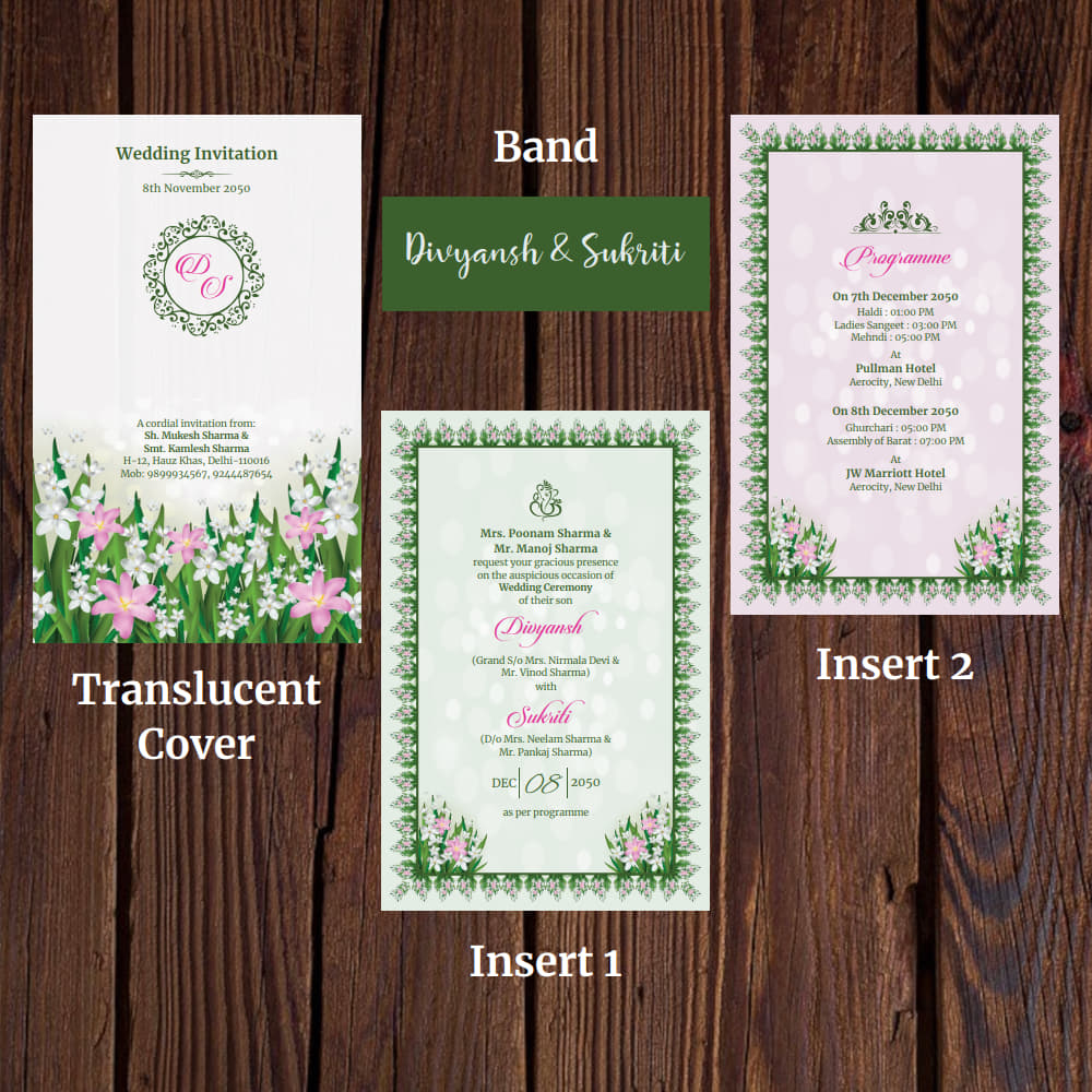KL2048 Translucent Cover Luxury Wedding Card - Kalash Cards